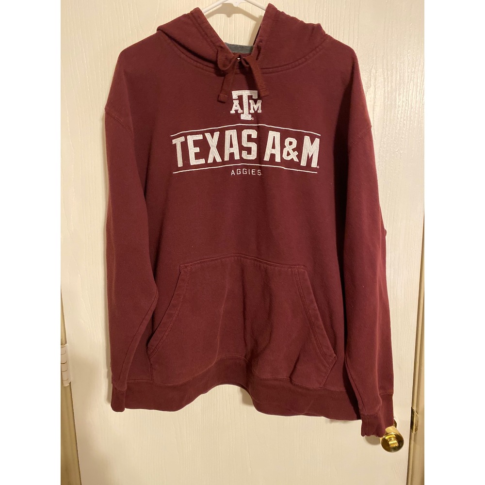 Champion Texas A&M Aggies Hoodie Maroon Fleece Sweatshirt Mens XL NCAA 0510
